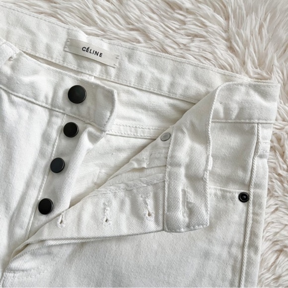 CELINE Straight Leg Raw Hem White Jeans - Picture 1 of 10